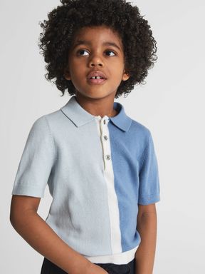 Reiss Marcus Junior Colourblock Knitted Polo T-Shirt