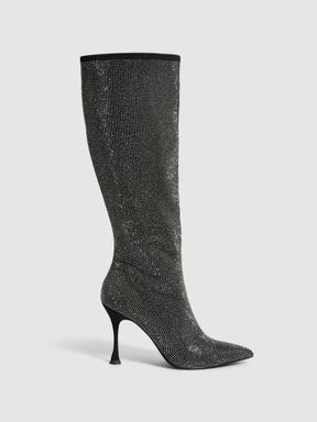 Reiss Clement Crystal Point Knee High Boots