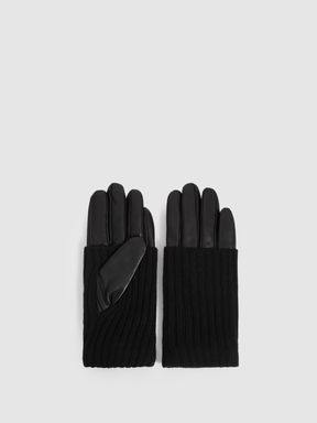Reiss Clementine Leather & Wool-Blend Gloves