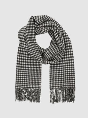 Reiss Cassidy Double Face Dogtooth Check Wool Cashmere Scarf