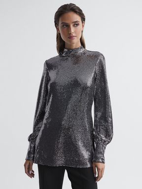 Reiss Ariana Sequin Occasion Top