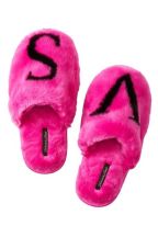 Buy Victoria s Secret Logo Faux Fur Slippers from the Victoria s