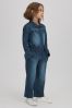 Reiss Blue Marnie 9-13 yrs Elasticated Embellished Denim Jumpsuit