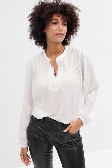 Buy White Relaxed Popover Shirt from the Gap online shop