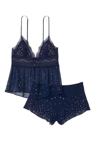 victoria secret stretch lace and chiffon cami set