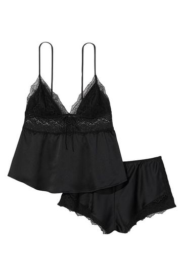 victoria secret stretch lace & chiffon cami set