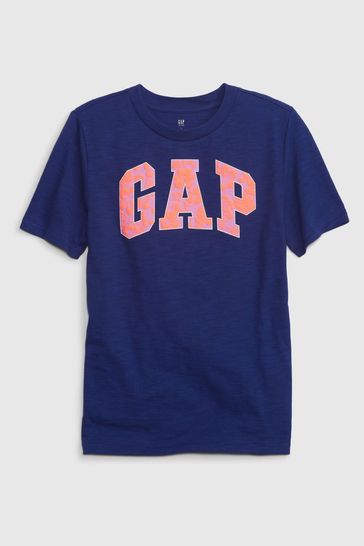Buy Blue Floral Logo Crew Neck T-Shirt from the Gap online shop