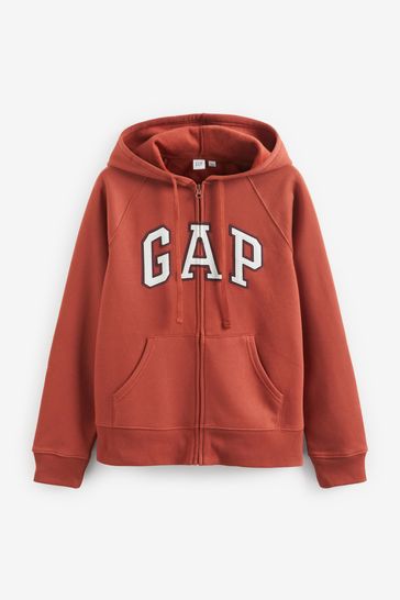 Buy Orange Logo Zip Up Hoodie from the Gap online shop