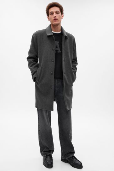 Buy Grey Relaxed Long Topcoat from the Gap online shop