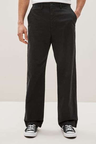 Buy Black Essential Chino Trousers Loose Taper Fit from the Gap online shop