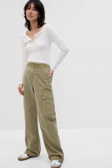Buy Green Loose Khaki Cargo Trousers from the Gap online shop
