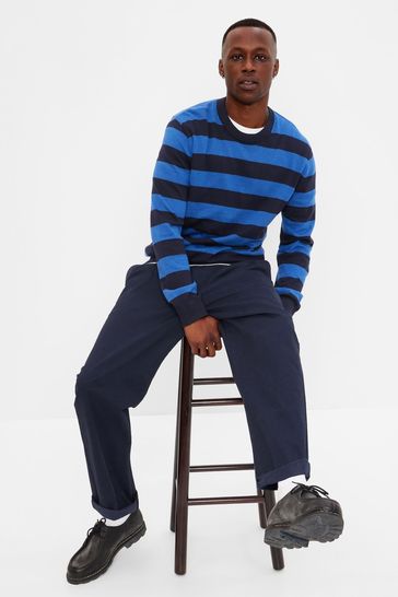 Buy Blue Stripe Stripe Crew Long Sleeve Sweatshirt from the Gap online shop