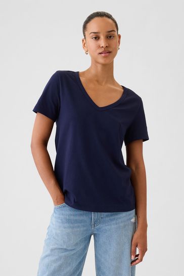 Buy Gap Organic Cotton Vintage Short Sleeve V Neck T-Shirt from the Gap ...