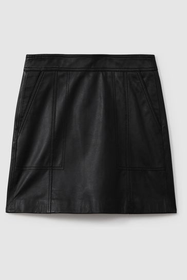 Black leather outlet skirt reiss