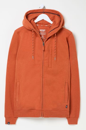 Buy Brooke Orange Zip Through Hoodie from the FatFace online shop