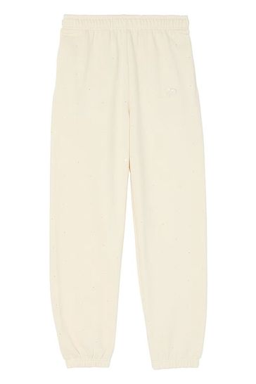 White Shell Cuffed Diamante Fleece Joggers Victoria s Secret Ireland
