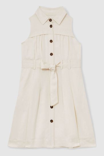 Reiss Ivory Heidi 13-14 yrs Tie-Waist Collared Dress