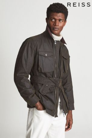 Private White V.C. Waxed Jacket in Khaki - REISS