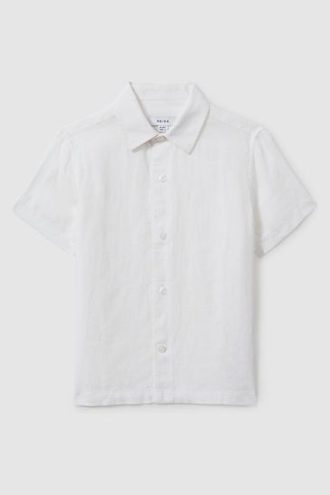 Reiss White Holiday Short Sleeve Shirt