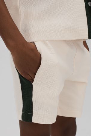 Reiss Ecru/Green Marl 3-9 yrs Textured Cotton Drawstring Shorts