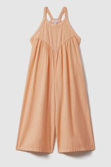 Reiss Peach Daphne 9-13 yrs Cotton Linen Jumpsuit