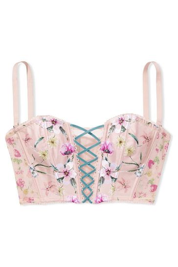 Pink Fizz Embroidered Unlined Corset Bra Top Victoria's Secret