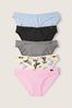 Grey/Purple/Green Smiley Stretch Cotton Cotton Knickers Multipack, Thong