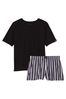 Black Classic Stripe Cotton Short Pyjamas