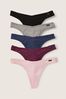 Grey/Purple/Green Smiley Stretch Cotton Cotton Knickers Multipack, Thong