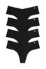 Black No-Show Multipack Knickers, Thong