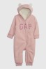 Gap Logo Sherpa Fleece Hooded All in One - Baby (Newborn - 24mths)