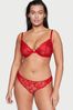 Lipstick Red Luxe Lingerie Embroidered Unlined Demi Bra
