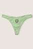 Soft Jade with Embroidery Green Stretch Cotton Cotton Thong Knickers