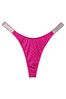 Berry Blush Pink Shine Strap Swim Bikini Bottom, Brazilian