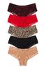 Black/Red/Nude/Leopard The Lacie Lace Knickers Multipack, Cheeky