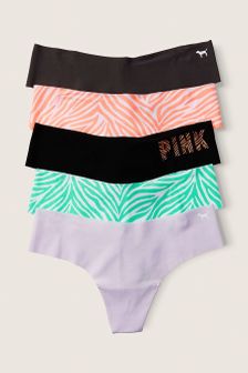 Victoria's Secret PINK No Show Thong Knickers 5 Pack