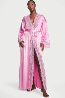 Victoria's Secret Lace Trim Satin Long Robe