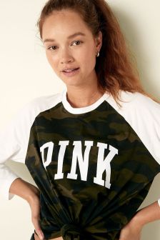 Victoria's Secret PINK Cotton / Sleeve Campus Baseball T-Shirt