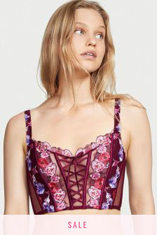Victoria's Secret Embroidered Unlined Non Wired Corset Bra Top