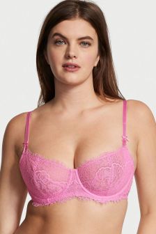 Victoria's Secret Wicked Unlined Lace Balconette Bra with Lace-Up Detail