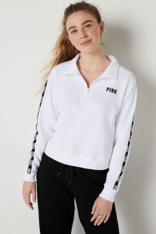Victoria's Secret PINK Zip Up Long Sleeve Crop Sweatshirt