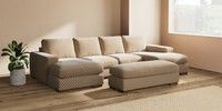 Large - U Shaped Double Chaise with Footstool