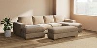 Large - U Shaped Double Chaise with Footstool