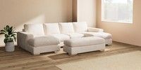 Large - U Shaped Double Chaise with Footstool