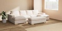 Large - U Shaped Double Chaise with Footstool