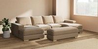 Large - U Shaped Double Chaise with Footstool