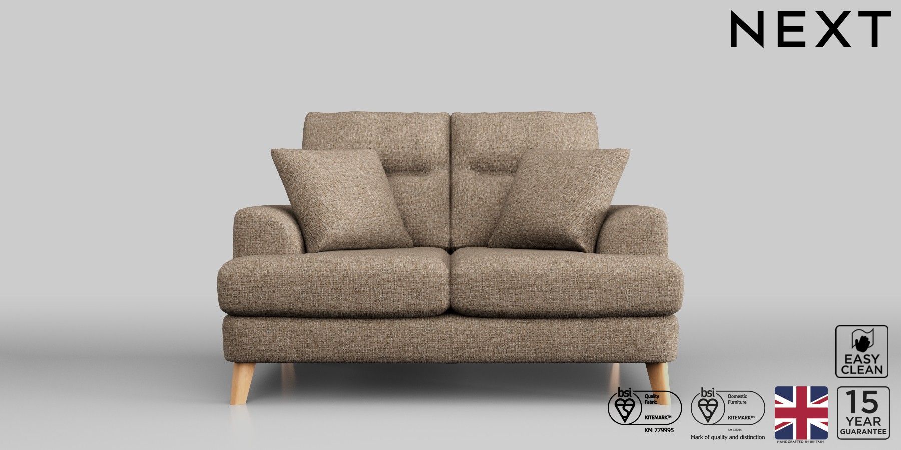 Buy Parker High Back Firmer Sit Small Sofa Chunky Boucle Easy Clean Mid