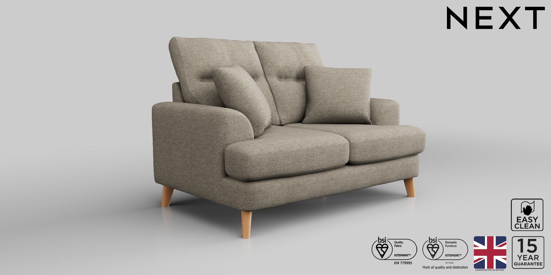 Buy Parker High Back Firmer Sit Small Sofa Woven Chenille Easy Clean