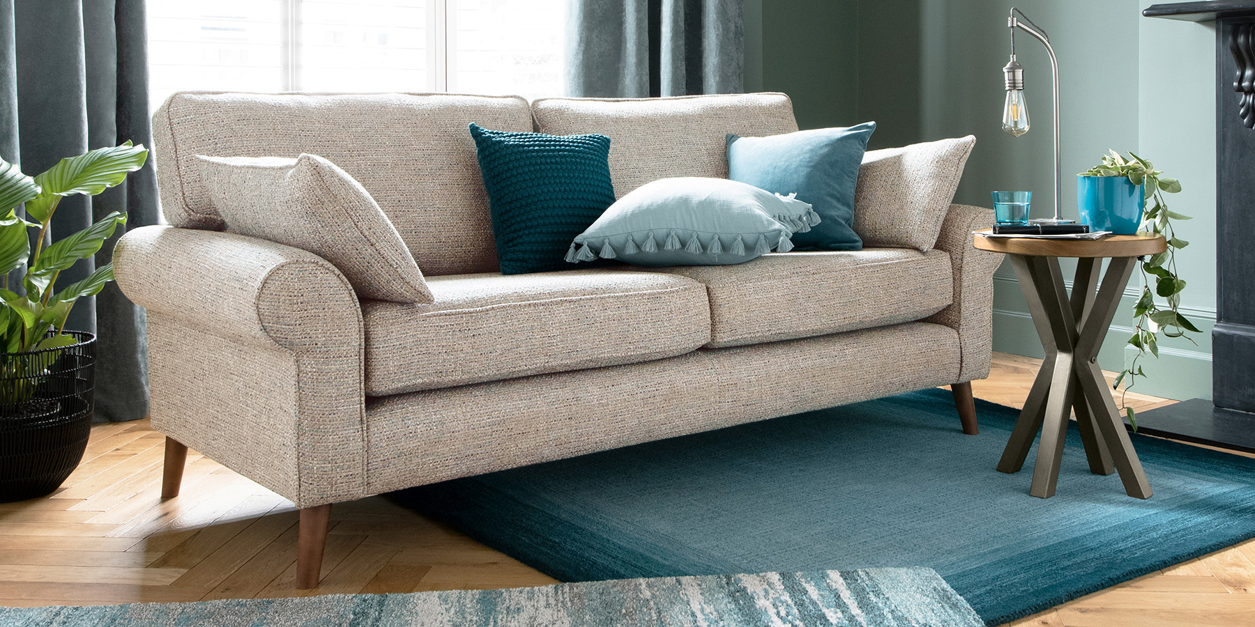 Buy Mallory Firmer Sit Extra Large Sofa Tweedy Chenille Silver High