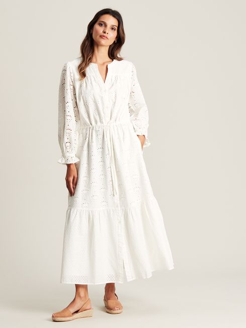 Buy Juliana Chalk White Broderie Dress from the Joules online shop